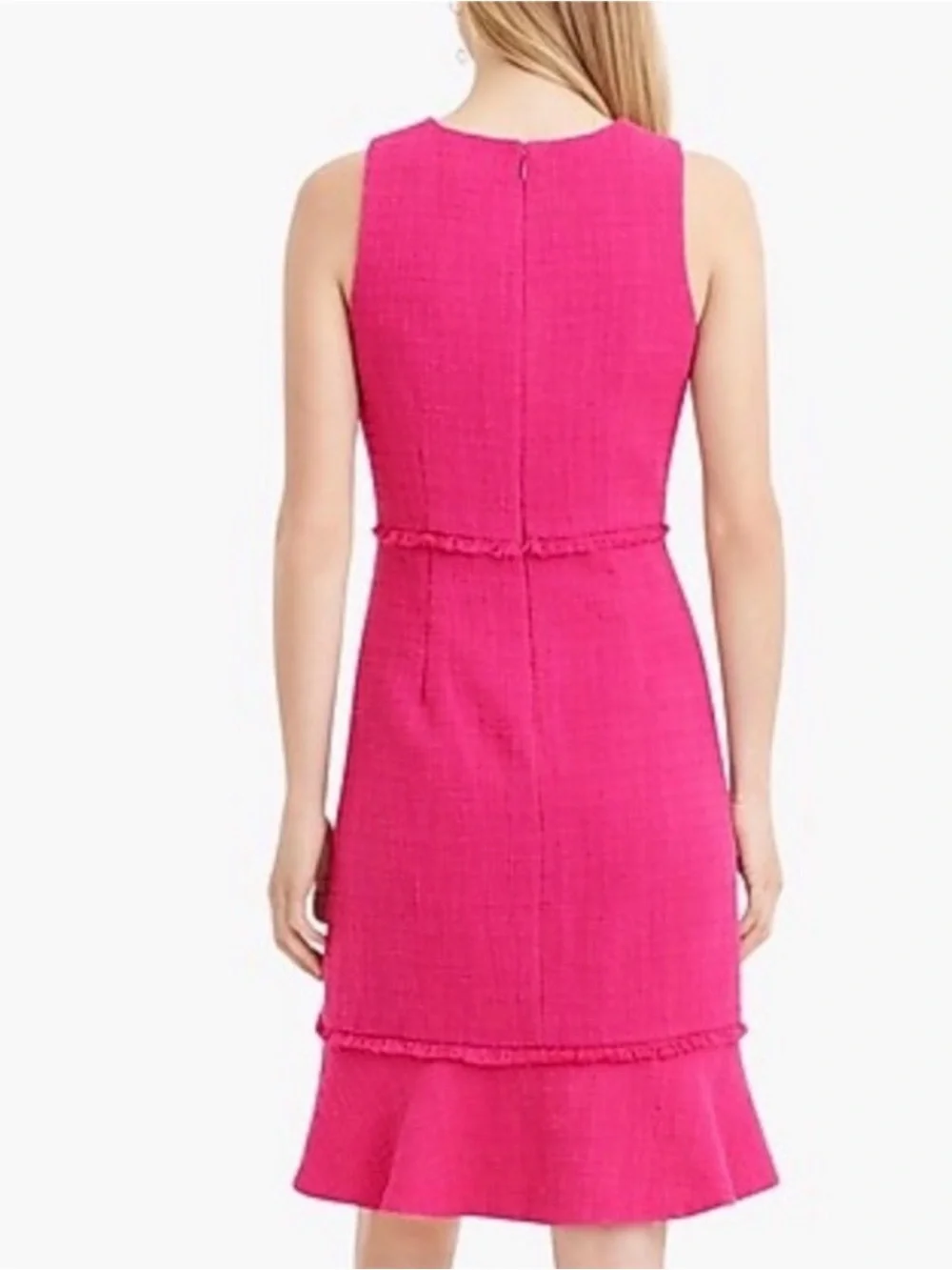 J. CREW | Pink Fluted hem A-line Dress in Textured Cotton Tweed Sz. 8 Tall